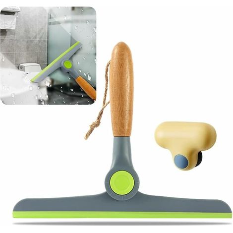 Ensemble de raclettes de douche, raclette en caoutchouc pour vitres de fenêtre, mini raclette pour miroir, raclette de douche, raclette pour carrelage de fenêtre de salle de bain (2 pièces) (1/4)