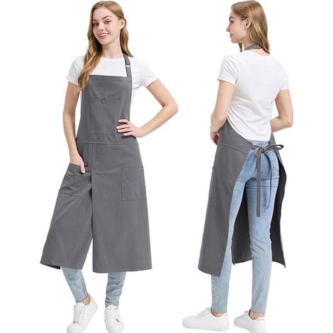 Grembiule diviso con tasche, grembiule da vasaio unisex con cinturino regolabile per lavori in ceramica (1/5)