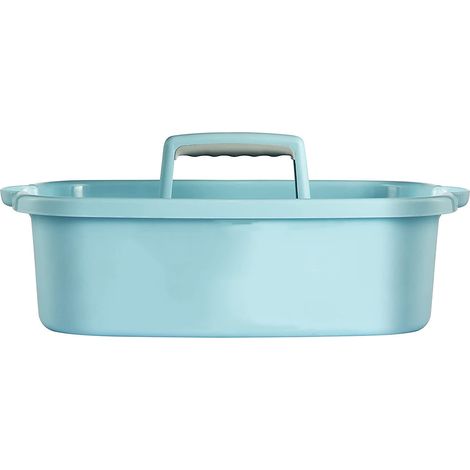 Panier De Rangement Pour Douche - Caddy Portable Avec Poignée - Pour Salle De Bain Cuisine Jardin Chambre Etude - 42 X 25 X 17 Cm - Bleu Blanc