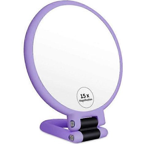 Miroir grossissant portatif 15x, double face sur pied, violet