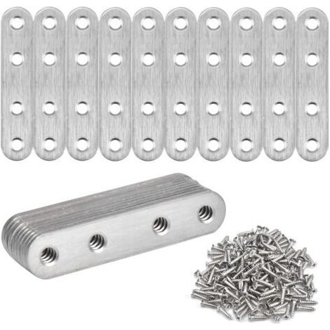 20 Pcs Fixation Droits Plats Plaques Équerre de Fixation Droit Plats en Acier Inoxydable Supports d’Angle Plats Rejoignant Assiette Connecteur avec Vis, Argent (1/5)