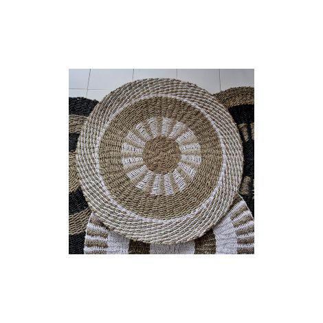 Jonc de mer rond blanc et beige - Soleil intérieur - 1m- Vendu par 1