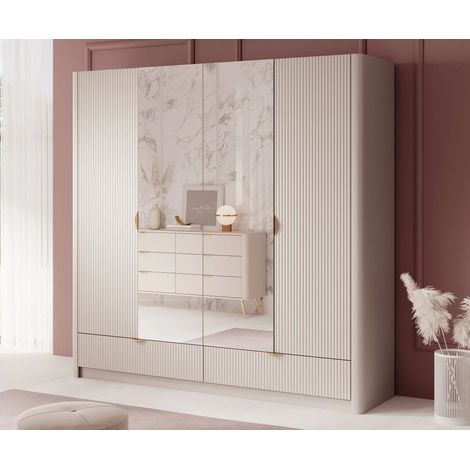 AX LIVING Modern Aufbewahrung Schrank Vespasia – Beige, 213 cm breit