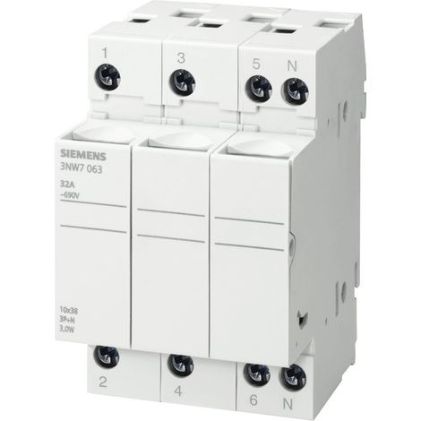 Porte-fusible cylindrique Siemens 3NW7 3P+N 32A 10.3X38 3M 3NW7063