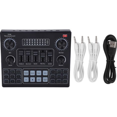 Console de Mixage Audio Bluetooth Double Canal avec Carte Son Live, Câble de Charge Inclus, Batterie 800mAh
