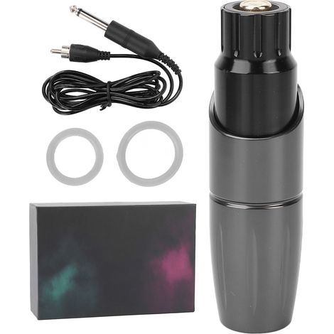 Stylo tatouage portable sans noyau, interface RCA, alliage d'aluminium gris, machine à tatouer professionnelle moteur puissant (1/5)