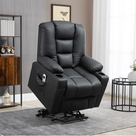 Poltrona reclinabile elettrica TV con USB, ruote, 150 kg, nera, OKWISH (1/5)