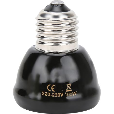 Lampe chauffante E27 pour animal, inoffensive, sans lumière, céramique noire, reptiles, 220 à 230 V (1/5)