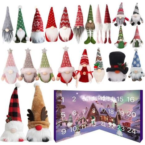 Adventskalender-Set mit 24 leuchtenden Elfen für den Countdown bis Weihnachten – festliche Dekoration für Zuhause, Feiern und Partys – Wanddekoration für Zuhause