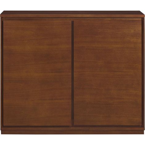 Credenza contenitore 99x23,5x82,3 cm in MDF noce con aperture per prese salvaspazio - CHICFURN (1/5)