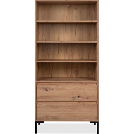Scaffale alto con 2 cassetti - Effetto legno chiaro - L177.5 x H165 cm