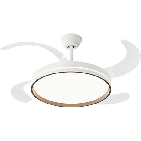 Ventilador de techo retráctil con luz diámetro 122cm color blanco y madera (1/5)