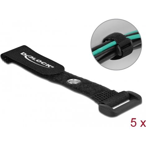 Delock Brida de cable con lazo y ojal de sujeción LA 150 x AN 20 mm negra 5 piezas