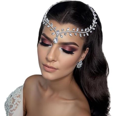 Fascia per capelli da sposa con strass, pettine per capelli da donna, copricapo a goccia per matrimonio, ornamento per la fronte da sposa, catena per capelli, accessorio per capelli