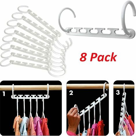 Cintre magique multifonctionnel à cinq trous pour gagner de la place, en plastique, 8 pièces (1/5)