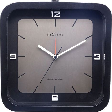 NeXtime 5221ZW Quadratischer Wecker, Schwarz, 20 x 20 cm