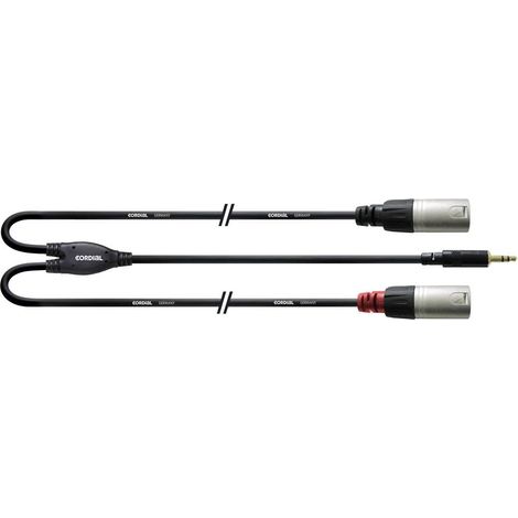 Câble adaptateur audio [1x Jack mâle 3.5 mm - 2x XLR mâle] Cordial CFY 1,5 WMM-LONG noir 1.50 m