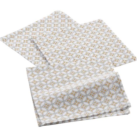 3 Serviettes de Table de Fête (40 x 40 cm) Azelia Naturel, Coton Imprimé (1/3)