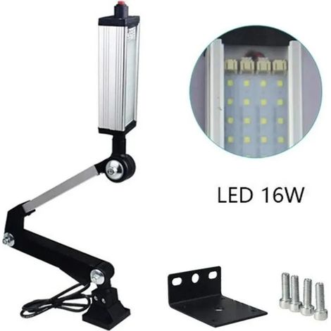 Lampe machine tour 16W LED, lampe travail fraisage CNC, bras flexible, 200mm YYV