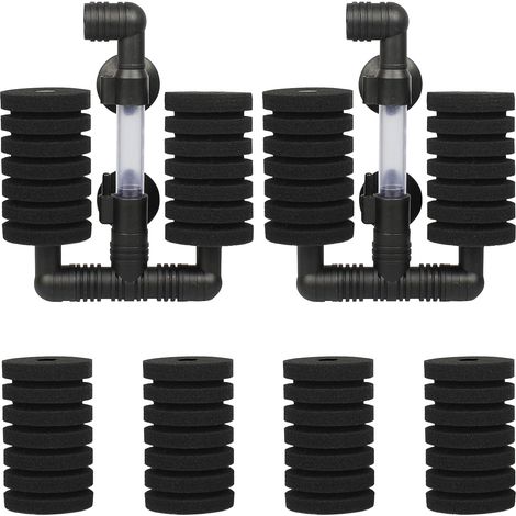 2 PCS Aquarium Filter Enhancer Kit Double Fish Tank Filter with 4 Replacement Sponges for Biological and Mechanical Filtering (1/5)