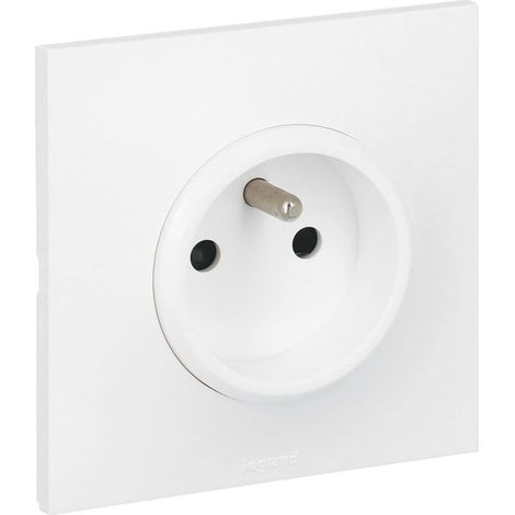 Prise Electrique Murale avec Terre - Prise 2P+T Monobloc - Fixation à Griffes/Vis - Blanc (1/3)