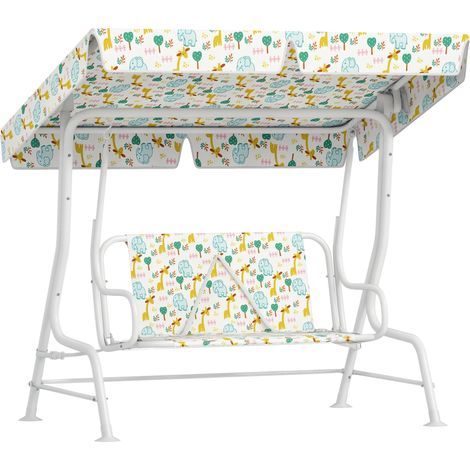 Columpio infantil Hollywood blanco – Estructura de acero – 2 plazas – Capacidad de carga de 60 kg – Clásico