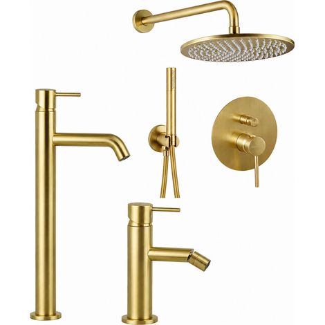 Set per bagno in colore oro spazzolato con kit doccia Gattoni KITEASYSG5 (1/5)