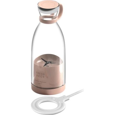Presse-agrumes 4 lames Presse-agrumes Blender Mélangeur de fruits Tasse pour les sports de voyage Camping en plein air Rose (1/4)