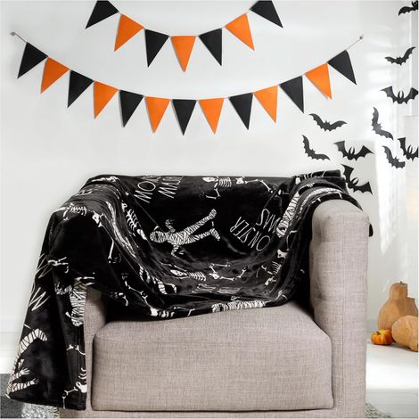 Couverture en laine d'Halloween - Couverture en laine longue ultra douce pour lit et canapé, cadre décoratif confortable, 127 x 152 cm (1/5)