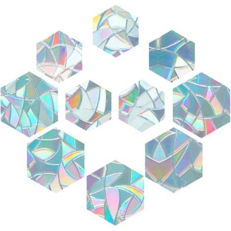 10 Stück Regenbogen-Fensteraufkleber, 3D-Dekorfolie, sechseckige Form, Antikollisions-Fensteraufkleber, statisch haftend für Tür und Fenster (1/5)