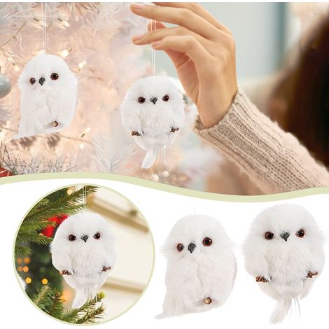 Lot de 2 pendentifs hibou mignons à suspendre pour Noël, décoration de sapin, décoration pour la maison et les fêtes. (1/5)