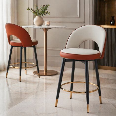 Sgabello bar girevole in PU e metallo grigio OKMYHOME (1/5)