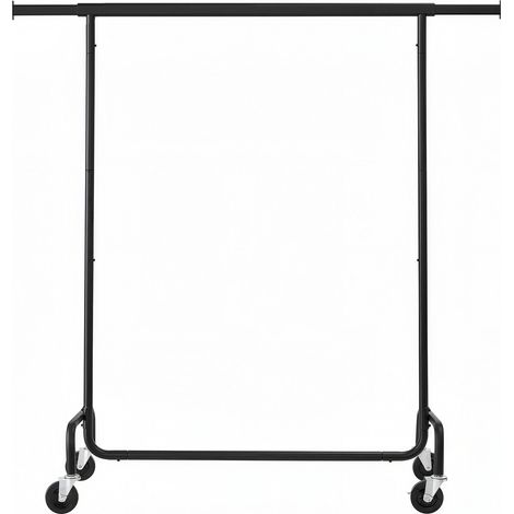 Portant à vêtements sur roulettes, tringle extensible, capacité de charge jusqu’à 130 kg, 45 x (110-150) x 162,9 cm, noir