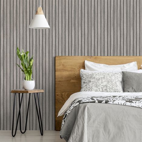 Papier peint intissé Bois rayé 1005 x 52cm Gris, marron (1/5)