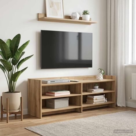Meuble TV avec rangements 4 étagères en bois d’ingénierie chêne artisanal 135 x 33 x 47 cm - PANGIVO (1/5)