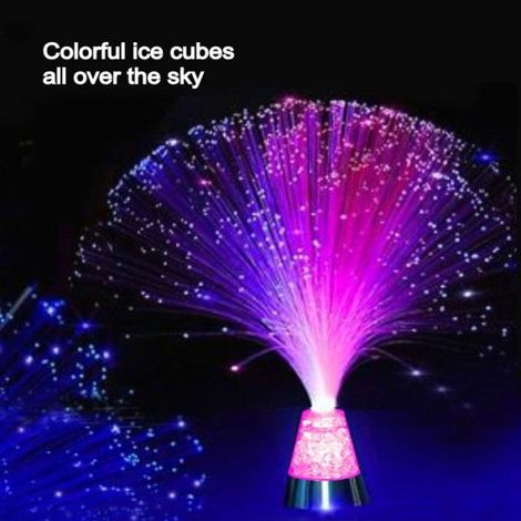 Lampe LED en Fibre Optique - Décoration Ambiance Festive - Pour Mariage Noël Maison - 8 x 8 x 34 cm - Multicolore - Alimentation 3 piles AAA