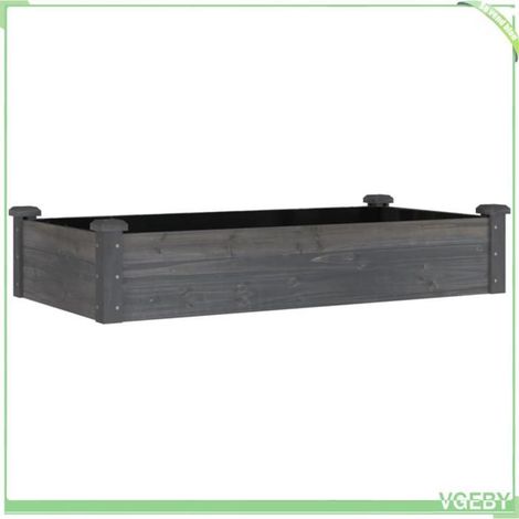 Lit surélevé de jardin - FAFEICY - 364291 - Bois massif sapin - 120×60×25 cm - Doublure incluse (gris) (1/5)