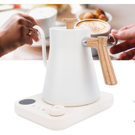 Bouilloire Électrique à Bec Cygne - Contrôle Précis de Température LCD - 900ML - 304 Inox - 1200W - Blanc - USA 110V (1/4)