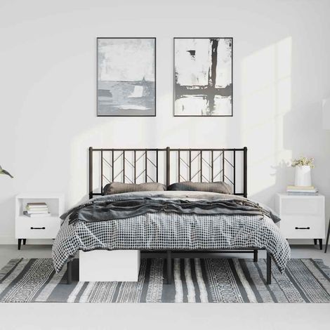Metal Bed Frame without Mattress with Headboard Black 150x200cm vidaXL (1/5)