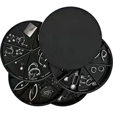 Boîte de rangement de bijoux en velours anti-poussière, organisateur multicouche, support de grande capacité pour colliers, boucles d'oreilles, bagues, noir (1/5)