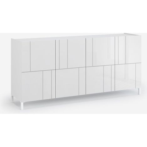 Nuvia 4-türiger Hochglanz-Buffetschrank mit Regalböden