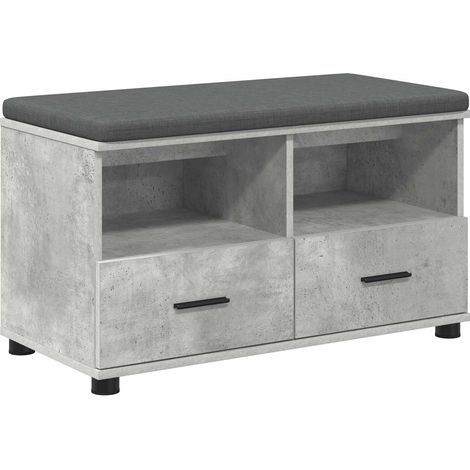 Banc d'entrée avec coussin Gris Béton 80 x 38 x 46 cm (1/5)