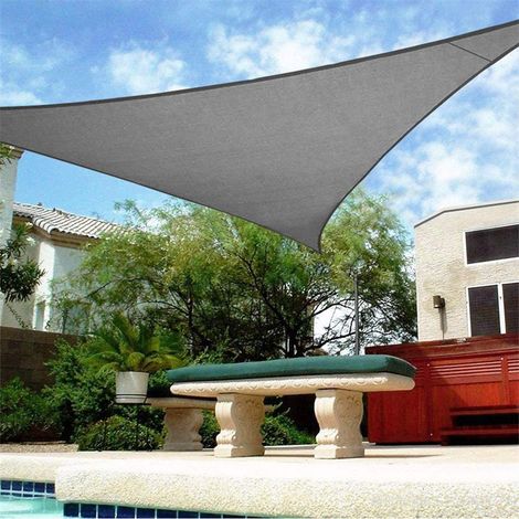 Voile d'ombrage Imperméable Triangulaire 3x3x3m Toile Ombrage UV Protection pour Terrasse Extérieur Jardin -Gris (1/5)