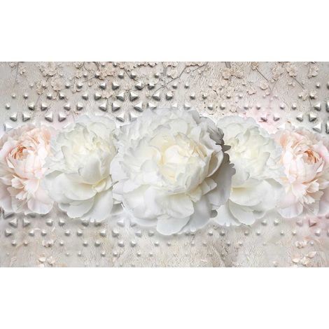 Tableau fleurs roses et design clouté - 80x50 cm (1/5)