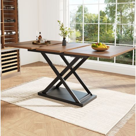 MEUBLIV Tavolo da pranzo estensibile 120-160x80 cm nero e noce – 6/8 posti (1/5)