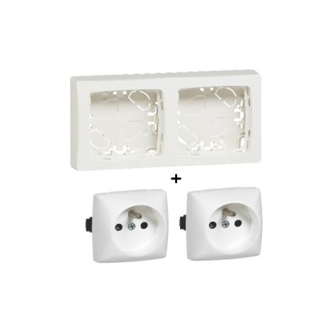 Legrand - Oteo - 2xPrise 2P+T 16A + Cadre saillie 2 postes - Blanc - Ref. : 086092+086127Lx2 (1/5)