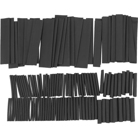 Kit d'assortiment de 127 gaines thermorétractables noires adhésives et résistantes aux intempéries (1/4)