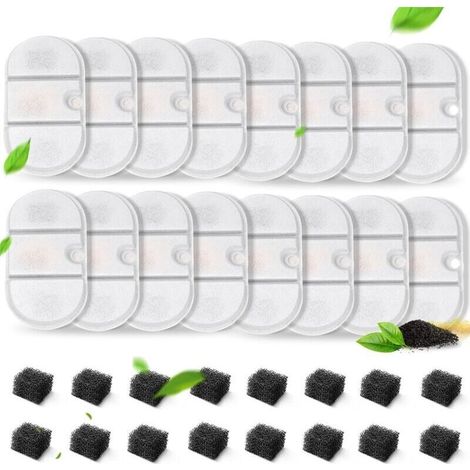 16-pack of cat water fountain filters with 8 sponges, replacement filter for 71oz/2.1L water fountain PLWF002 Dog water capsule (1/5)