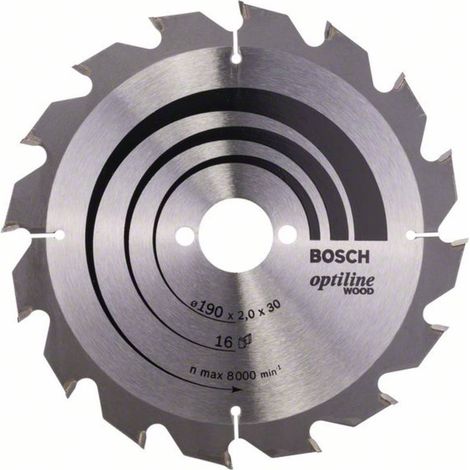 Bosch Accessories Optiline Wood 2608641184 Lama circolare in metallo duro 190 x 30 x 2 mm Numero di denti: 16 1 pz.