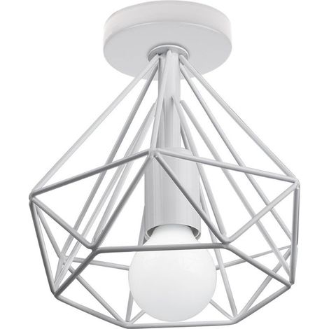 Plafonnier Moderne En Forme De Diamant Lustre Créatif Simple Ø20CM Pour Café Restaurant Salle À Manger Bar (Blanc) (1/5)